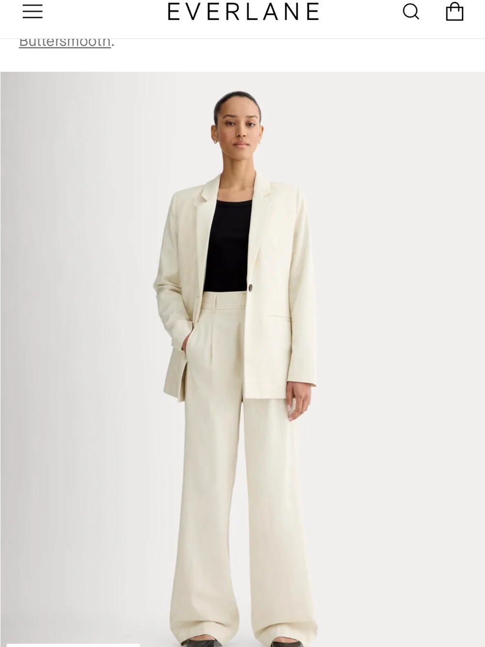 Everlane High-Rise Wide-Leg Trousers in White